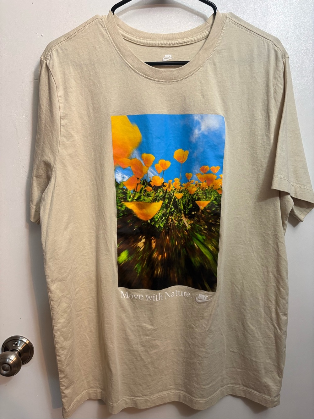 Nike Men’s Beige Graphic Tee - Orange Floral Print